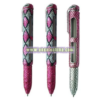 Multifunction Pen with Colorful Crystal Finish Pen Barrel