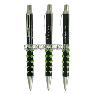 Metal Ballpoint Pens with Heart Shaped Silicone Grip