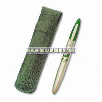 Roller Pen with Leather Pen Pouch