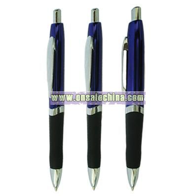 Metal Ball Pen with Chrome Plated Finish, Rubber Grip and Click Action