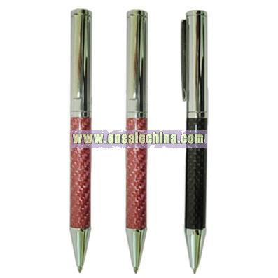 Carbon Fiber Ballpoint Pen with Twist Action and Shine Chrome Finish