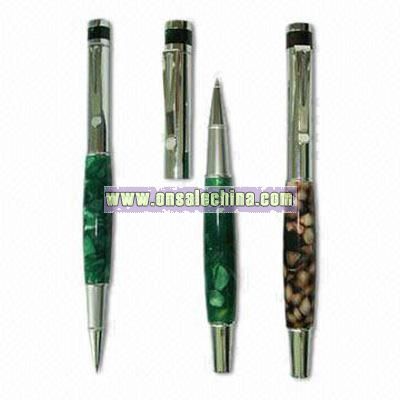 Metal Roller Pen with Acrylic Color Match Grip and Pen Header