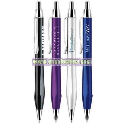 Click action ballpoint pen with triangular grip
