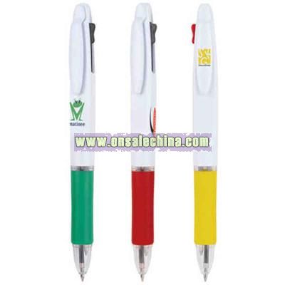 Two in one plastic click action ball point pen