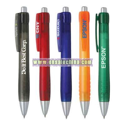 Click action plastic ballpoint pen.