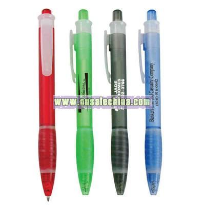 plastic click action ballpoint pen with a soft rubber grip