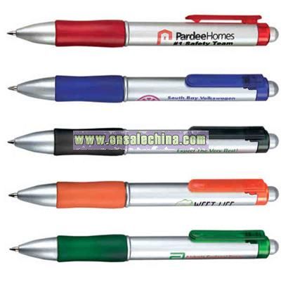 Click action mechanism ballpoint pen with rubber grip