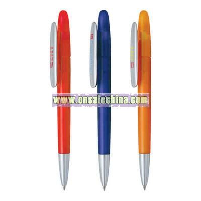 Slim plastic twist action ballpoint pen