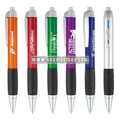 Click action ball point pen with comfort grip