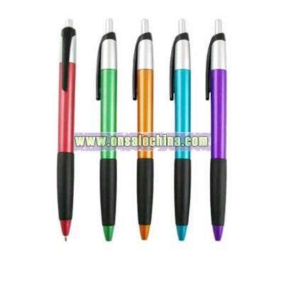 Plastic click action pen with rubber grip
