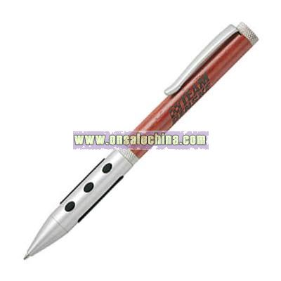 Rosewood ball point pen with matte chrome trim