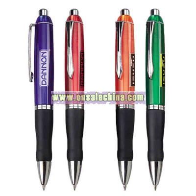 Click action ballpoint pen with black rubber grip
