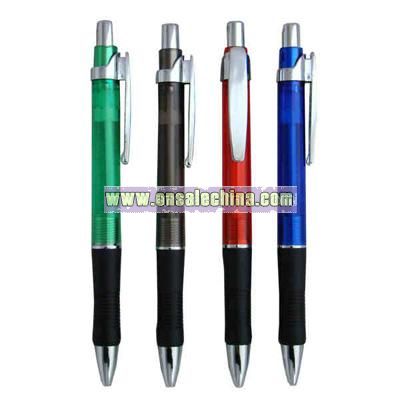 Click action ballpoint pen with soft rubber grip