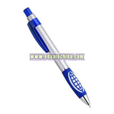Styled grip click action plastic pen