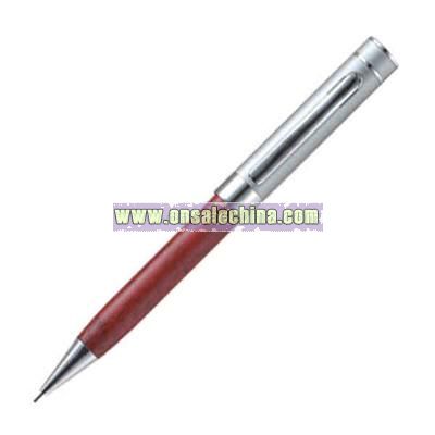 Rosewood pencil with satin chrome accents