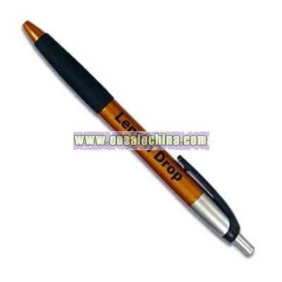Ballpoint plunger pen with grip