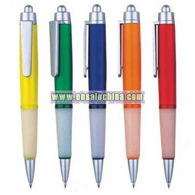 Click action plastic pen with white comfort grip