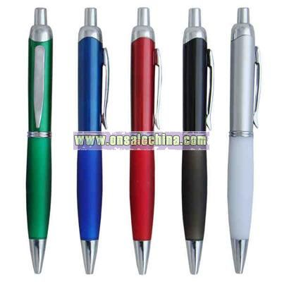 Click action ballpoint pen with metal clip