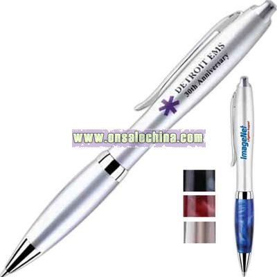 Twist action brass ballpoint pen with acrylic resin grip