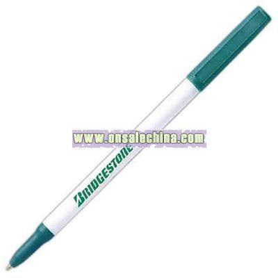Retractable stick pen with matching cap and nose tip