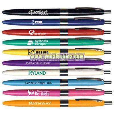 Retro style retractable ballpoint pen with polished finish
