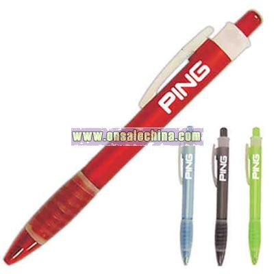 Translucent colored pen with grip
