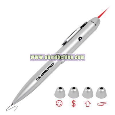 slim and fun red laser pointer and black ballpoint pen