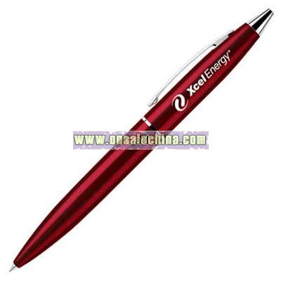 Translucent burgundy twist action multi-functional stylus and ballpoint pen combo