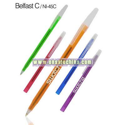 Translucent stick pen with frosted barrel