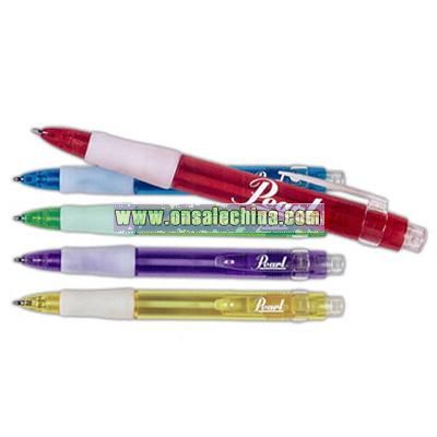 Translucent easy grip pen with frosted grip