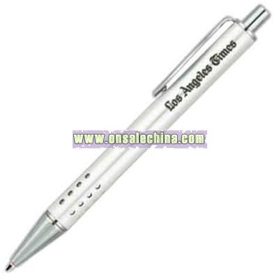 Retractable ballpoint pen with perforated grip