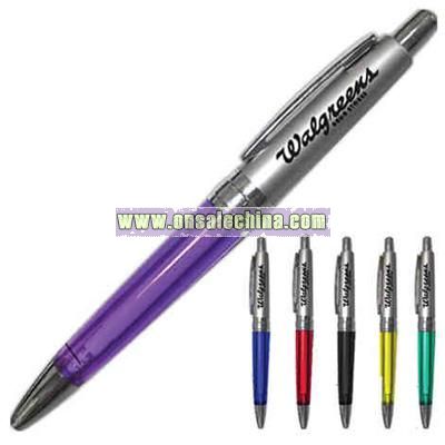 Metal pen with translucent grip