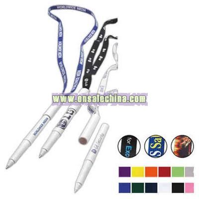 Deluxe tubular lanyard with pen attached