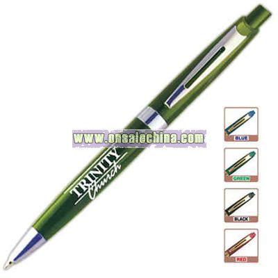 Black ink clicker pen with silver finding