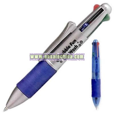 Four color pen with rubber grip for writing comfort
