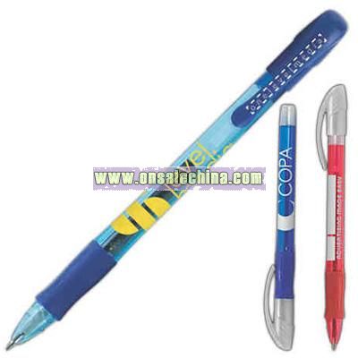 Ballpoint pen with contoured rubber grip