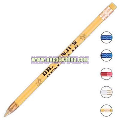 Medium point pen with round pencil look barrel