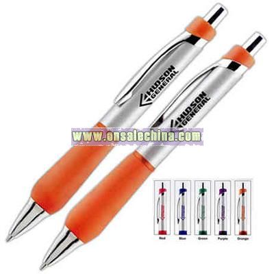 Ballpoint pen with finger adjustable grip section