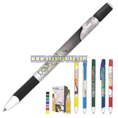 Media Clic (TM) - Ballpoint pen with innovative retracting mechanism and comfortable gripping section