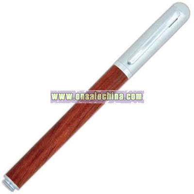 Rosewood and matte silver rollerball pen