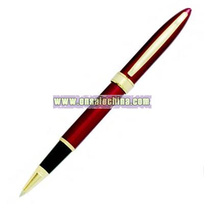 Burgundy - Roller pen with gold trim