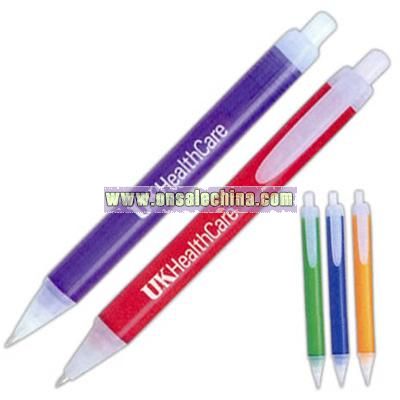 Retractable pen with colored barrel