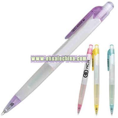 Retractable ballpoint pen with soft rubber grip
