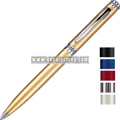 Solid brass barrel twist action ballpoint pen