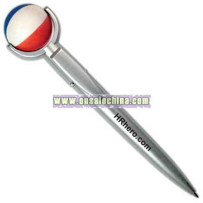 Beach ball design topper - Ballpoint pen with Squeezie(R) topper design.