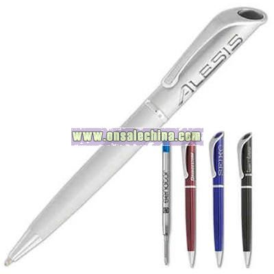 Metal Pen-Jewel tone accents at top of clip with twist style retraction