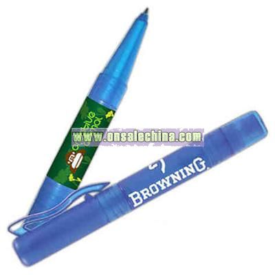Translucent Blue - Combo antibacterial hand sanitizer and writing pen with clip