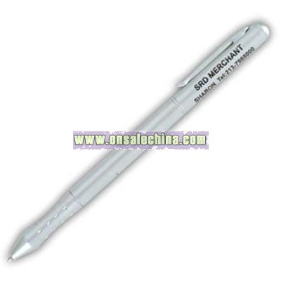 Silver pen with laser and flashlight