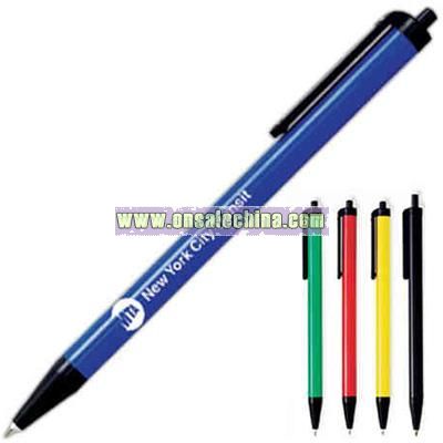 Colored barrel retractable ballpoint pen
