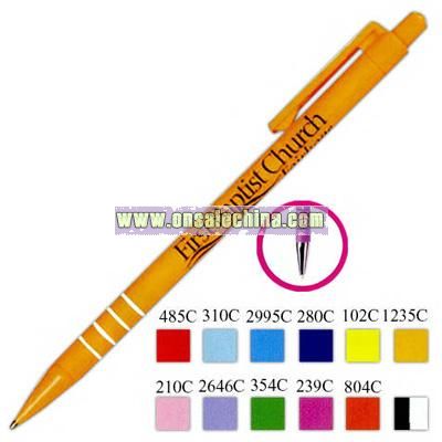 Retractable pen with rubberized body